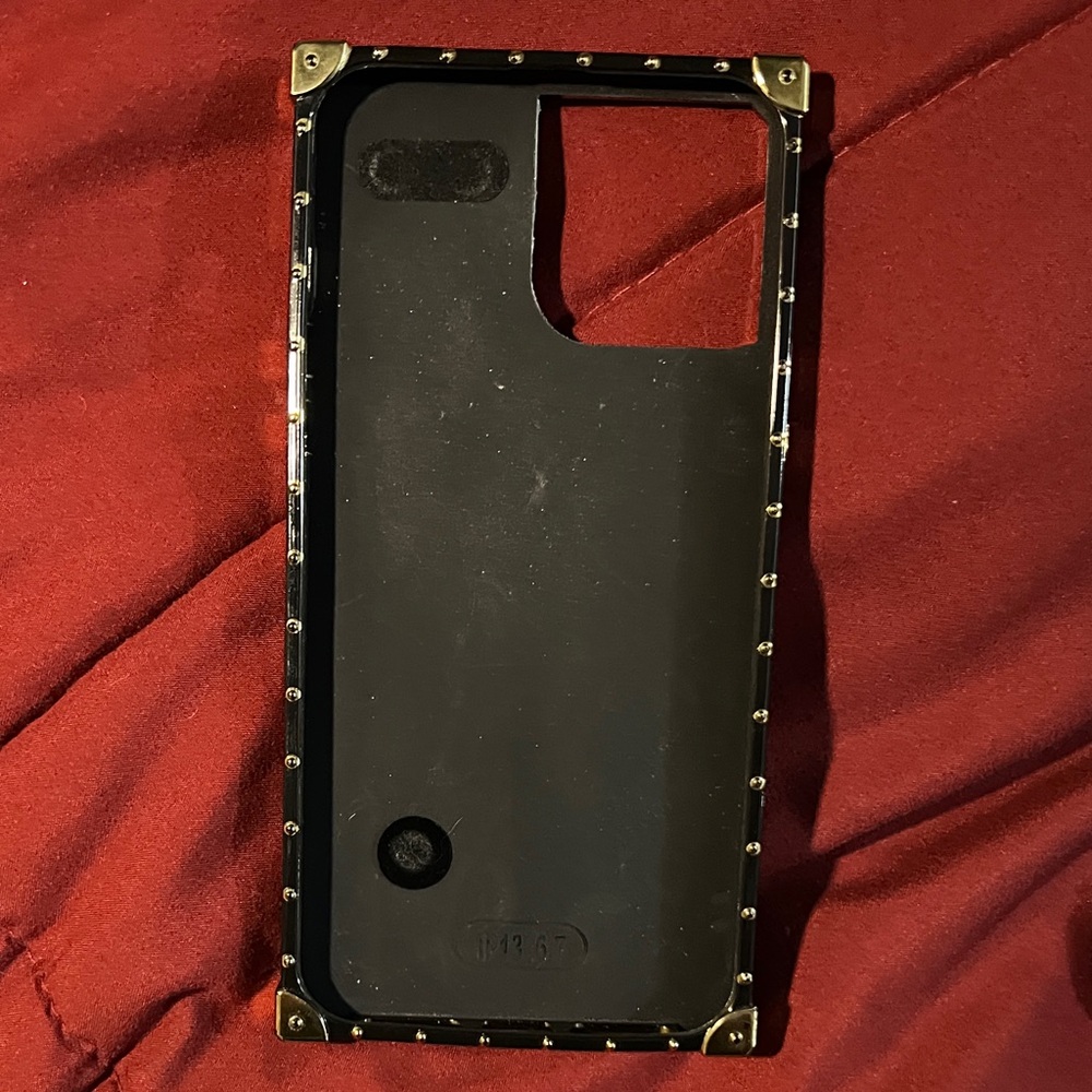 White Quilted Phone Case with Gold Accents - Picture 2 of 3